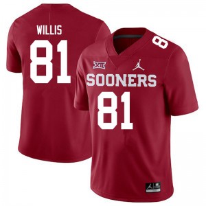 Men Brayden Willis Crimson OU Sooners Jordan Brand College Football #81 Jersey 183540-365