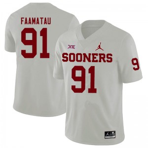 Men Dillon Faamatau White Oklahoma Jordan Brand College Football #91 Jersey 931010-950