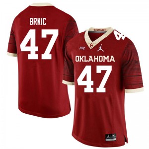 Men Gabe Brkic Crimson Oklahoma Jordan Brand Limited College Football #47 Jersey 127535-784
