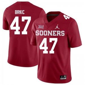 Men Gabe Brkic Crimson Oklahoma Sooners Jordan Brand College Football #47 Jersey 655561-385