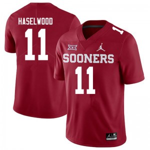 Men Jadon Haselwood Crimson OU Sooners Jordan Brand College Football #11 Jersey 449522-515