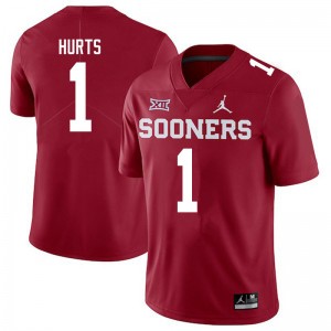 Men Jalen Hurts Crimson OU Sooners Jordan Brand College Football #1 Jersey 781117-958