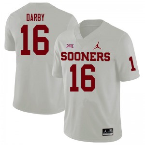 Men Brian Darby White OU College Football #16 Jersey 352125-308