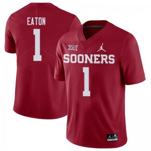 Men Joshua Eaton Crimson OU Sooners College Football #1 Jersey 674630-672