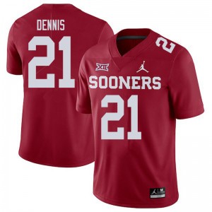 Men Kendall Dennis Crimson OU College Football #21 Jersey 670414-450