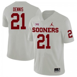 Men Kendall Dennis White OU College Football #21 Jersey 409362-923