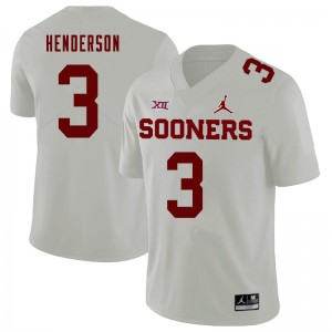 Men Mikey Henderson White Oklahoma Jordan Brand College Football #3 Jersey 303040-143