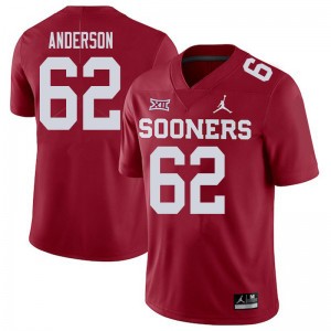 Men Nate Anderson Crimson Oklahoma College Football #62 Jersey 792725-775