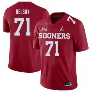 Men Noah Nelson Crimson Oklahoma Jordan Brand College Football #71 Jersey 435886-729