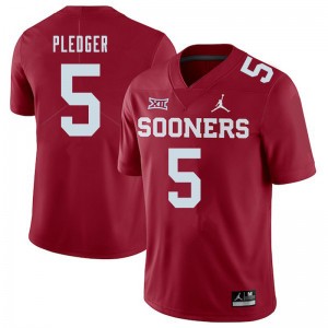 Men T.J. Pledger Crimson Sooners Jordan Brand College Football #5 Jersey 823452-210