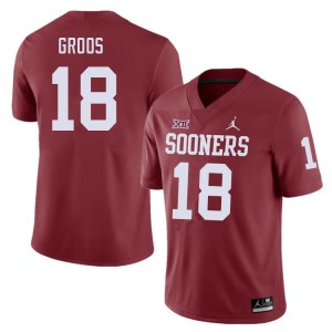 Men Carsten Groos Crimson OU College Football #18 Jersey 354813-699
