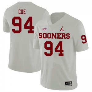 Men Isaiah Coe White OU Sooners College Football #94 Jersey 620262-500
