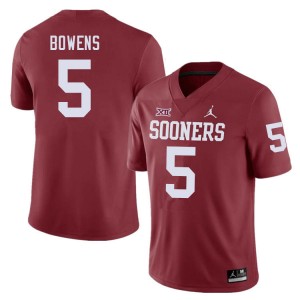 Men Micah Bowens Crimson Oklahoma College Football #5 Jersey 480148-935