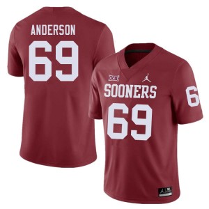 Men Nate Anderson Crimson Oklahoma College Football #69 Jersey 969584-717