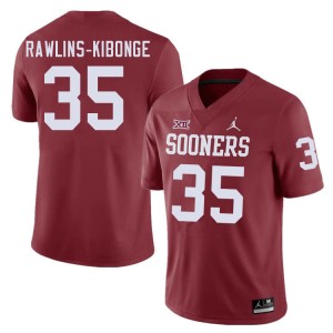 Men Nathan Rawlins-Kibonge Crimson Sooners College Football #35 Jersey 948745-856