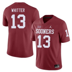 Men Shane Whitter Crimson Oklahoma College Football #13 Jersey 420123-862