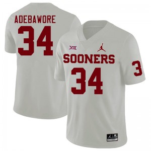 Men Adepoju Adebawore White OU Sooners College Football #34 Jersey 556029-405