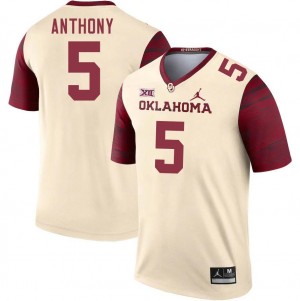 Men Andrel Anthony Cream Oklahoma College Football #5 Jersey 617718-246