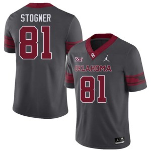 Men Austin Stogner Charcoal Sooners College Football #81 Jersey 324862-362