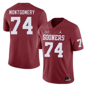 Men Cullen Montgomery Crimson OU Sooners College Football #74 Jersey 510676-367