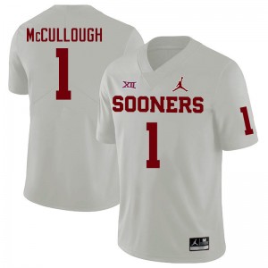 Men Dasan McCullough White Oklahoma Sooners College Football #1 Jersey 474779-515