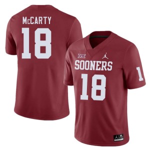 Men Erik McCarty Crimson Oklahoma College Football #18 Jersey 303292-105