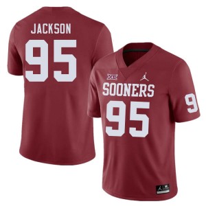 Men Evan Jackson Crimson OU Sooners College Football #95 Jersey 256638-669