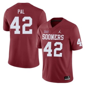 Men Jozsef Pal Crimson Oklahoma Sooners College Football #42 Jersey 233325-537