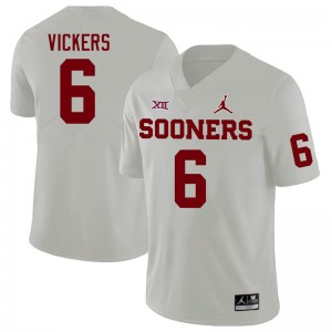 Men Makari Vickers White OU Sooners College Football #6 Jersey 804619-845
