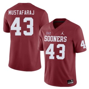 Men Redi Mustafaraj Crimson OU Sooners College Football #43 Jersey 724848-857