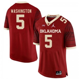 Men Woodi Washington Retro Oklahoma Sooners College Football #5 Jersey 538215-772