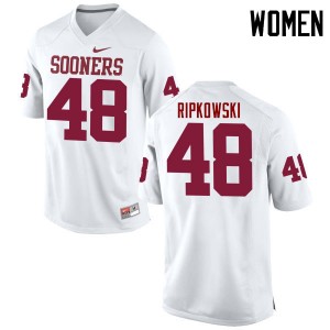 Women Aaron Ripkowski White Oklahoma College Football #48 Jersey 567092-421