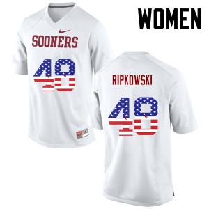 Women Aaron Ripkowski White OU Sooners College Football USA Flag Fashion #48 Jersey 931352-232