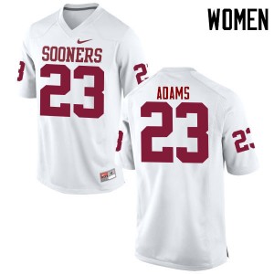 Women Abdul Adams White OU Sooners College Football #23 Jersey 118721-343