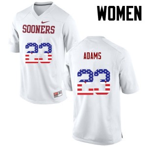 Women Abdul Adams White Oklahoma Sooners College Football USA Flag Fashion #23 Jersey 213269-315