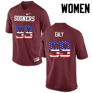 Women Adrian Ealy Crimson Oklahoma College Football USA Flag Fashion #59 Jersey 114166-130