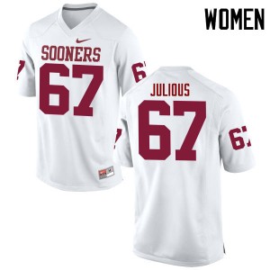 Women Ashton Julious White Oklahoma College Football #67 Jersey 979243-457