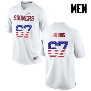 Men Ashton Julious White OU College Football USA Flag Fashion #67 Jersey 393170-339