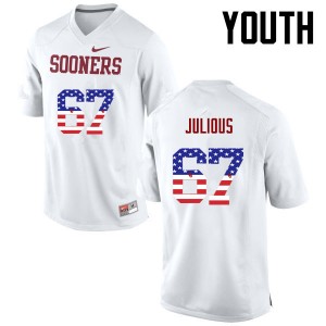 Youth Ashton Julious White OU Sooners College Football USA Flag Fashion #67 Jersey 920165-593