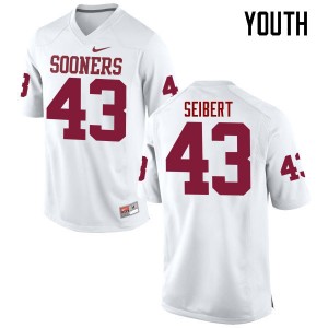 Youth Austin Seibert White Oklahoma Sooners College Football #43 Jersey 187902-524