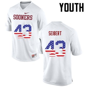 Youth Austin Seibert White OU Sooners College Football USA Flag Fashion #43 Jersey 943743-646