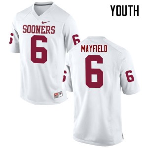 Youth Baker Mayfield White OU Sooners College Football #6 Jersey 554681-316