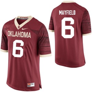 Men Baker Mayfield Crimson Sooners College Football #6 Jersey 214973-622
