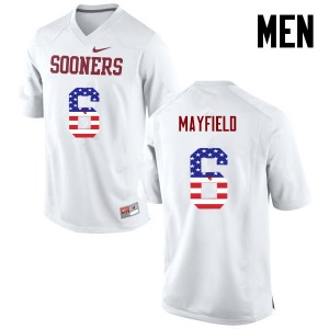Men Baker Mayfield White Oklahoma College Football USA Flag Fashion #6 Jersey 867524-784