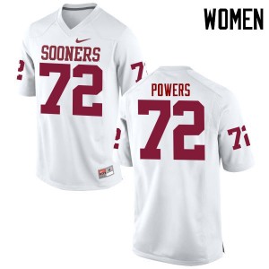 Women Ben Powers White Sooners College Football #72 Jersey 743207-756
