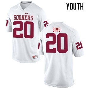 Youth Billy Sims White Sooners College Football #20 Jersey 123089-943