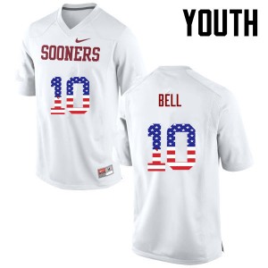 Youth Blake Bell White Oklahoma College Football USA Flag Fashion #10 Jersey 584853-479