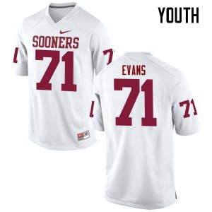 Youth Bobby Evans White Oklahoma Sooners College Football #71 Jersey 461797-244