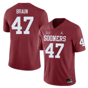 Men Brady Braun Crimson Sooners College Football #47 Jersey 762276-190