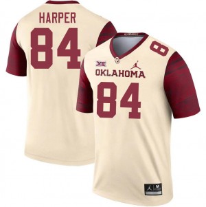 Men Brandon Harper Cream OU College Football #84 Jersey 259656-957